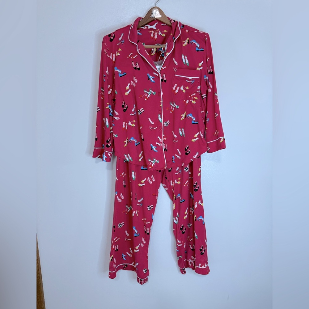 Kate Spade Pink Shoe-Print Pajama Set in size medium